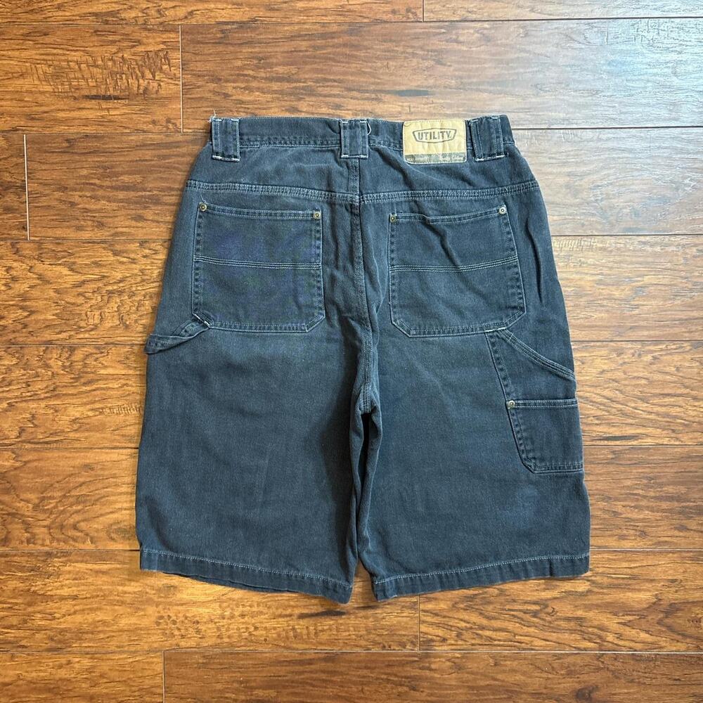 Vintage Utility Quality Clothing Blck Relaxed Fit Denim Carpenter Shorts Size 33